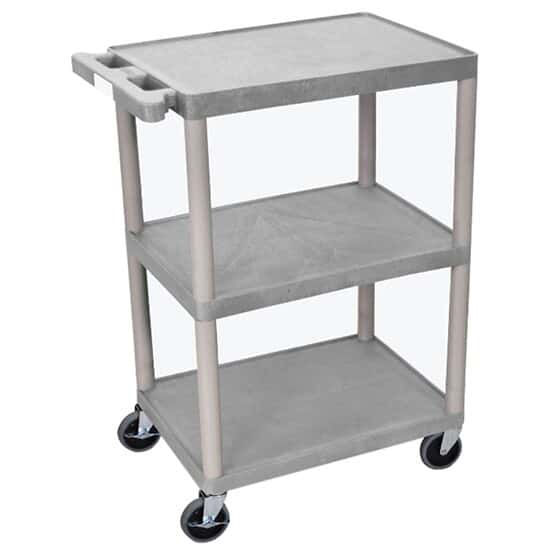 Luxor Multipurpose Utility Cart, Three Flat Shelves, Gray; 34