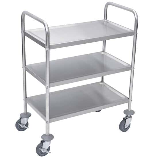 Luxor Multipurpose Utility Cart, Stainless Steel, Three Shelves, 300 lb Capacity