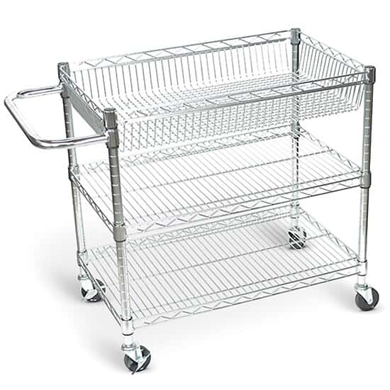 Luxor Wire Tub Utility Cart, Three Shelves