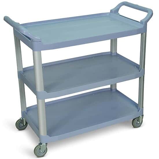 Luxor Serving Cart, Three Shelves, 300 lb, Grey