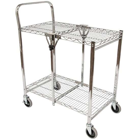 Luxor Collapsible Wire Utility Cart, Two Shelves