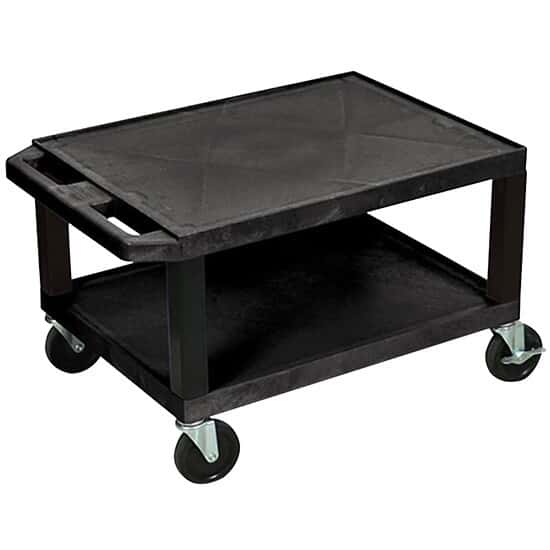 Luxor AV Utility Cart, Two Tuffy Flat Shelves, Black; 16