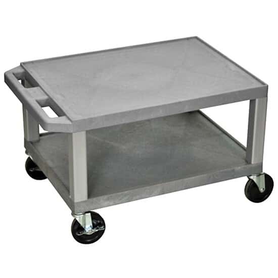 Luxor AV Utility Cart, Two Tuffy Flat Shelves, Gray; 16