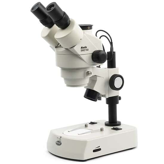 Motic Instruments SMZ-160-TLED Stereozoom Trinocular Microscope with LED Incident and Transmitted Illuminators; 100-240 VAC