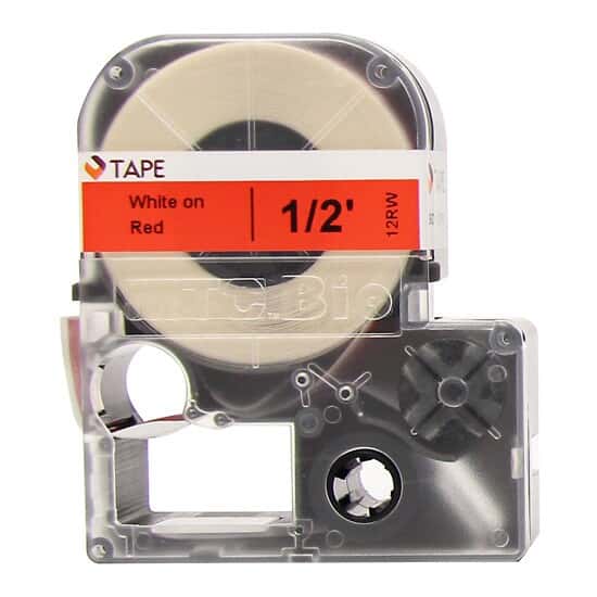 MTC Bio   26' Cassette of 12mm Lab Tape, Red w/ White Print