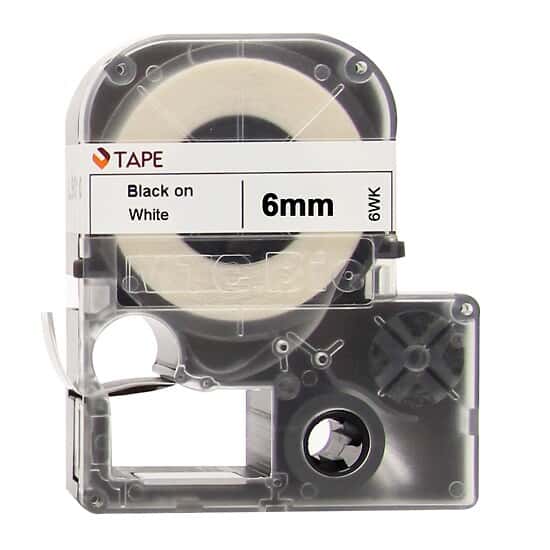 MTC Bio   26' Cassette of 6mm Lab Tape, White w/ Black Print