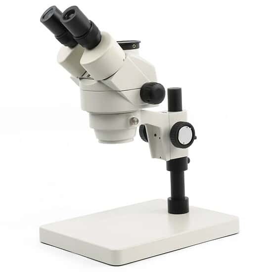 National Optical Professional Stereozoom Microscope, Trinocular, Plain Base; 110-240 VAC
