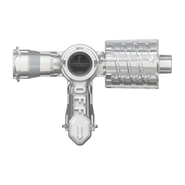 Nordson Divert 3-Way Stopcock, Polycarbonate, Female Luer x Female Luer x Locking Male Luer; 25/Pk