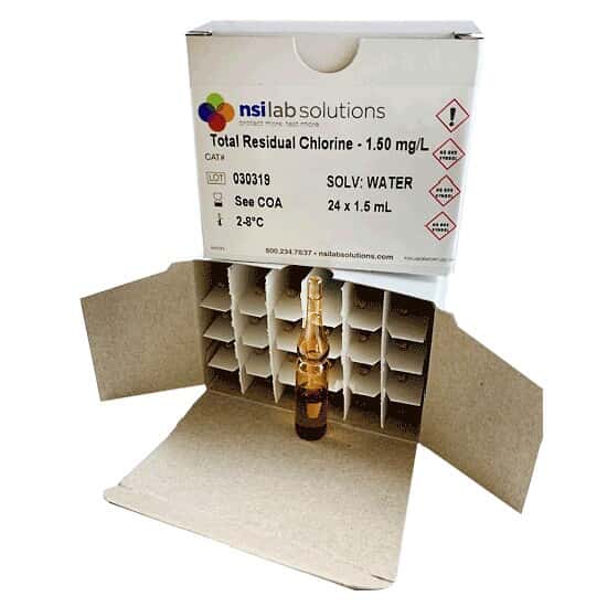 NSI Lab Solutions QCI-189 Total Residual Chlorine Concentrate CRM, 2.00 mg/L, 2 mL; 24/PK