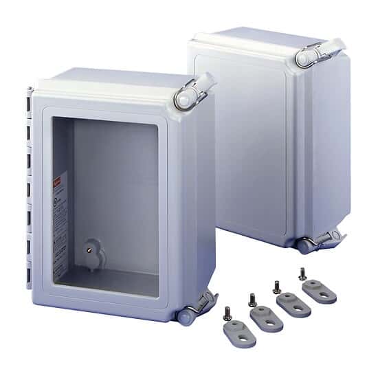 nVent Hoffman A664CHQRFG Hinged Fiberglass NEMA 4X Enclosure, Solid/Quick, 6x6x4