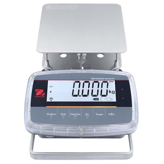 Ohaus i-D61PW5K1S5 Defender 6000 Advanced Washdown Scale, 10 lb x 0.001 lb, Front Mounted Polycarbonate Indicator