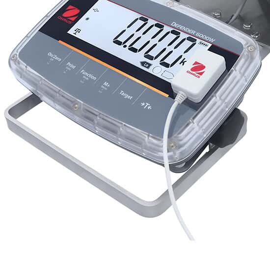 Ohaus i-D61PW25K1R5 Defender 6000 Advanced Washdown Scale, 50 lb x 0.005 lb, Front Mounted Polycarbonate Indicator
