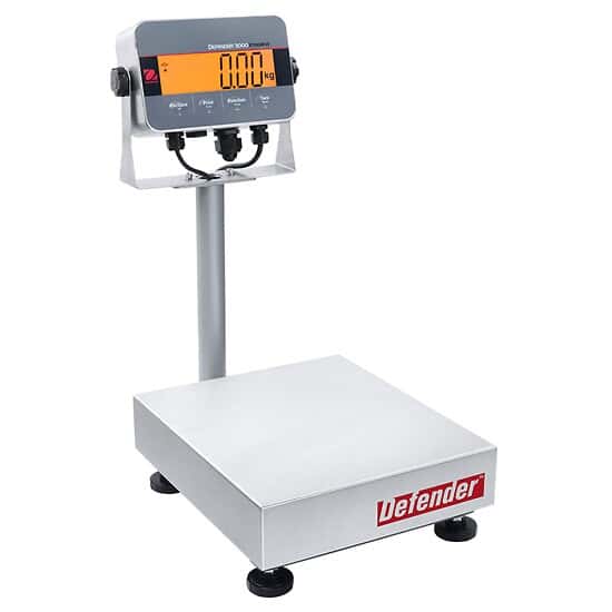 Ohaus D33XW15B1R1 Defender® 3000 Hybrid Bench Scale, Column-Mount SS Indicator, 14
