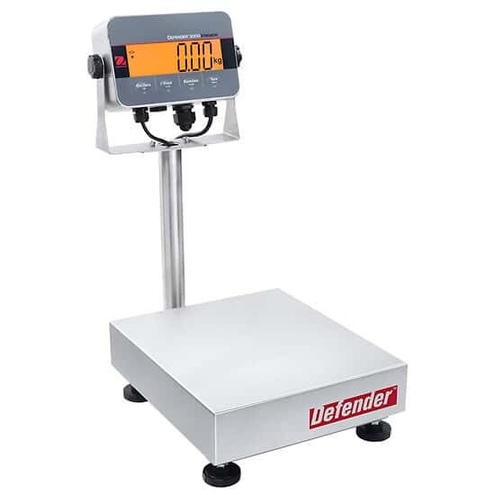 Ohaus D33XW30C1R6 Defender® 3000 Washdown Scale, Column-Mount SS Indicator, 14