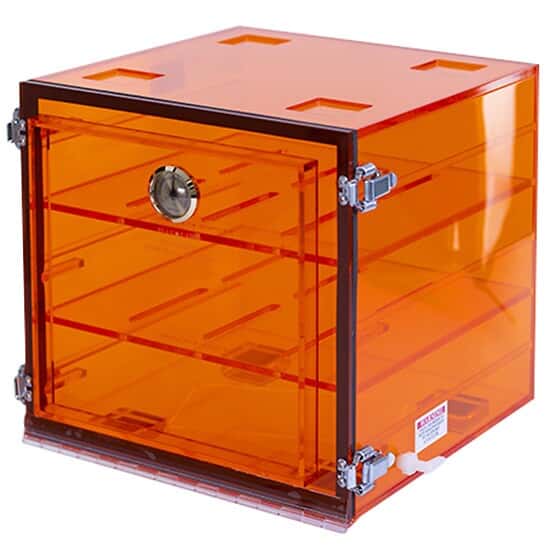Plas-Labs 860-CGA Acrylic Desiccator with Gas Port, Amber; 12