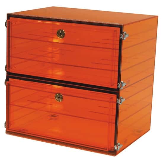 Plas-Labs 862-CGA Acrylic Desiccator with Gas Port, Amber; 18