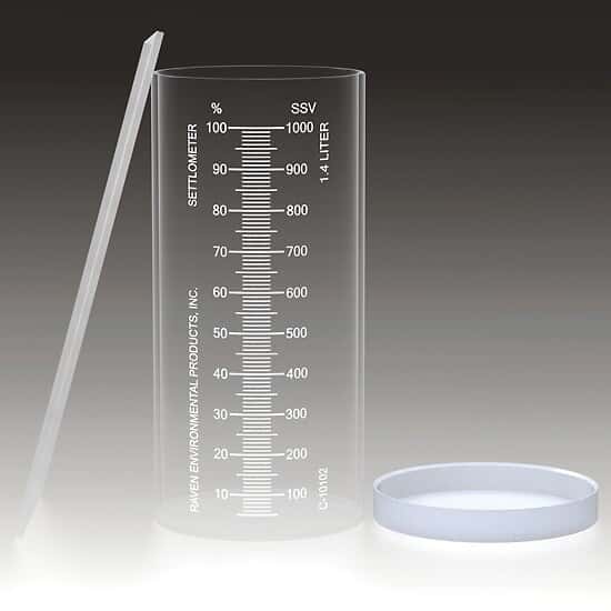 Raven Environmental C-10102 Settlometer Kit, Acrylic, Dual Scale % Solids and SSV, 1.4 L