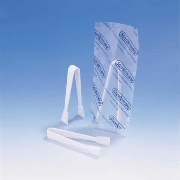 Scienceware F37944-0000 Sterile Polystyrene (PS) Serrated Square Tip Sampling Tongs, 4.25