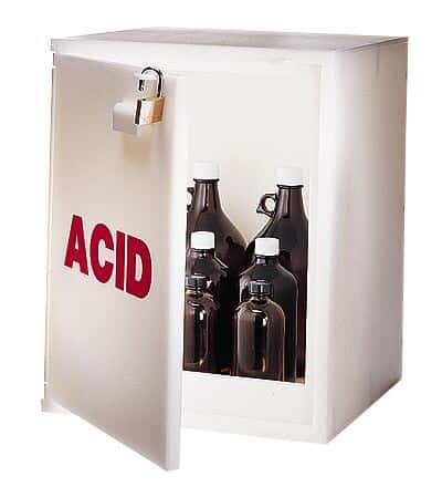 SciMatCo SC5010 HDPE Benchtop Acid Storage Cabinet, six 2.5 L bottle capacity