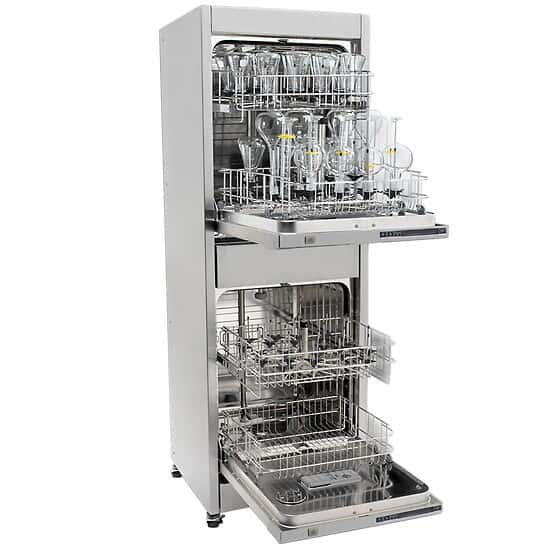 SP Hotpack Glassware Washer, Vertical SpaceSaver™, with DI Rinse, Top Standard Rack, Bottom Spindle Rack Ready; 115V 60 Hz