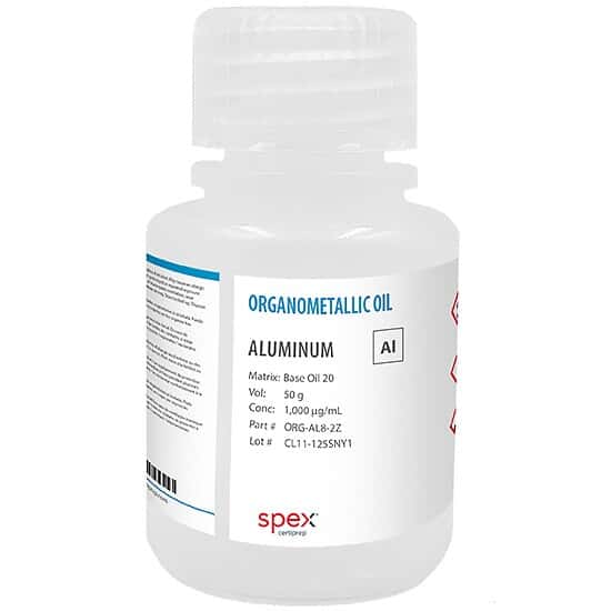 Spex ORG-AL8-2Z Aluminum Organometallic Standard, 1,000 µg/mL in Base Oil 20; 50g
