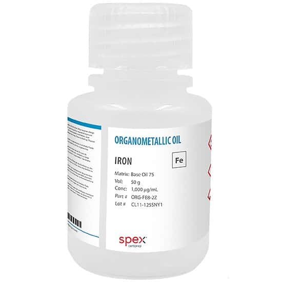 Spex ORG-FE8-2Z Iron Organometallic Standard, 1,000 µg/mL in Base Oil 75; 50 g