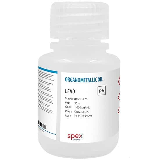 Spex ORG-PB8-2Z Lead Organometallic Standard, 1,000 µg/mL in Base Oil 75; 50 g