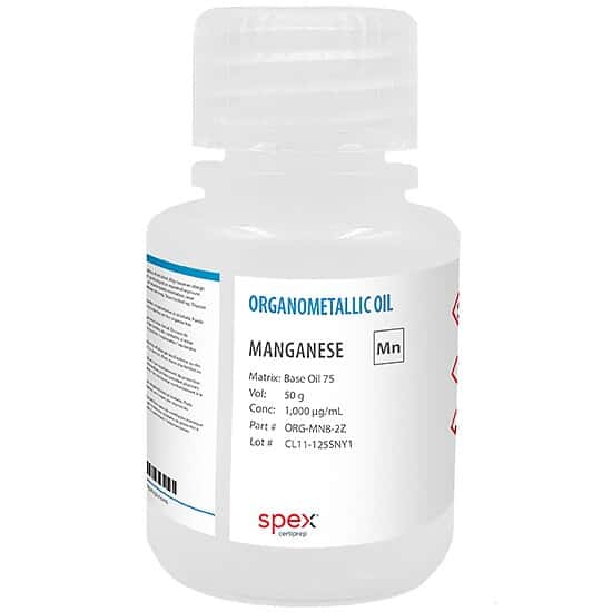 Spex ORG-MN8-2Z Manganese Organometallic Standard, 1,000 µg/mL in Base Oil 75; 50 g