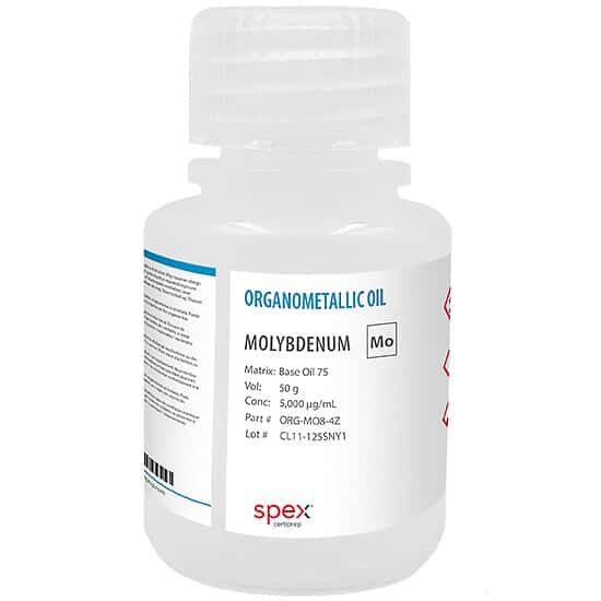 Spex ORG-MO8-4Z Molybdenum Organometallic Std, 5,000 µg/mL in Base Oil 75; 50 g
