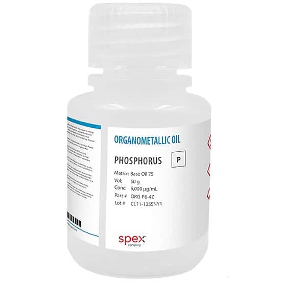 Spex ORG-P8-4Z Phosphorus Organometallic Std, 5,000 µg/mL in Base Oil 75; 50 g