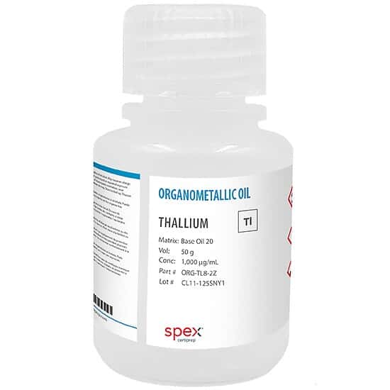 Spex ORG-TL8-2Z Thallium Organometallic Standard, 1,000 µg/mL in Base Oil 20; 50g