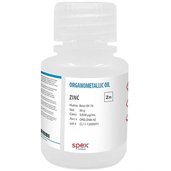 Spex ORG-ZN8-4Z Zinc Organometallic Standard, 5,000 µg/mL in Base Oil 75; 50 g