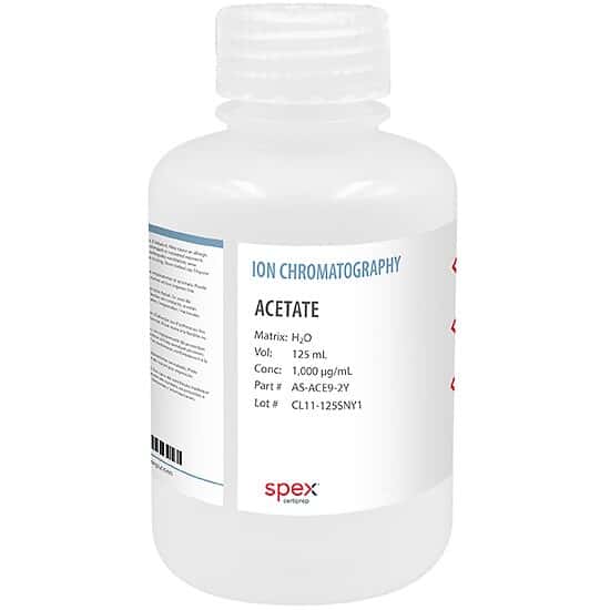 Spex AS-ACE9-2X Acetate Single-Element Anion Standard, 1,000 µg/mL; 500 mL