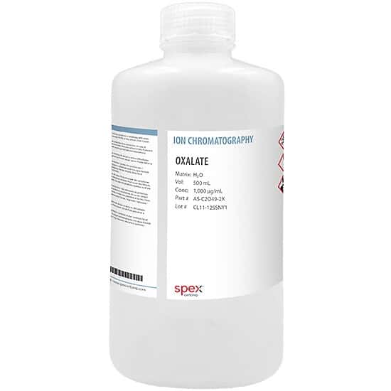 Spex AS-C2O49-2X Oxalate (C2O4)-2 Single-Element Anion Stnd, 1,000 µg/mL; 500 mL