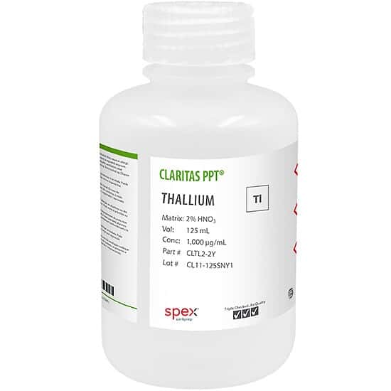 Spex CLTL2-2Y Claritas PPT® Grade Thallium, 1,000 µg/mL in 2% HNO3; 125 mL