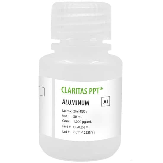 Spex CLAL2-2M Claritas PPT® Grade Aluminum, 1,000 µg/mL for ICP-MS in 2% HNO3; 30 mL