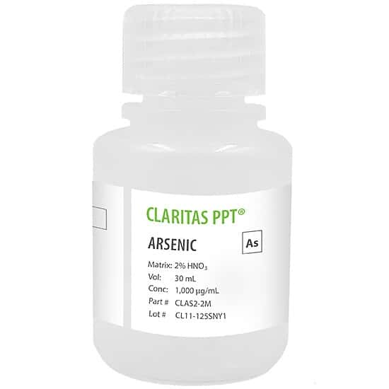 Spex CLAS2-2M Claritas PPT® Grade Arsenic, 1,000 µg/mL for ICP-MS in 2% HNO3; 30 mL