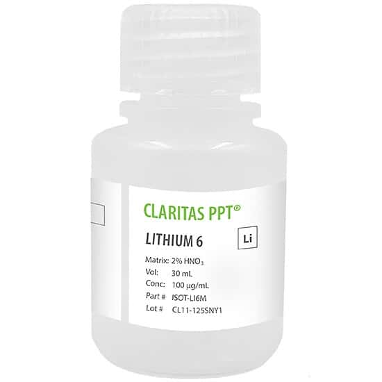 Spex ISOT-LI6M Claritas PPT® Grade Lithium 6, 100 µg/mL in 2% HNO3; 30 mL