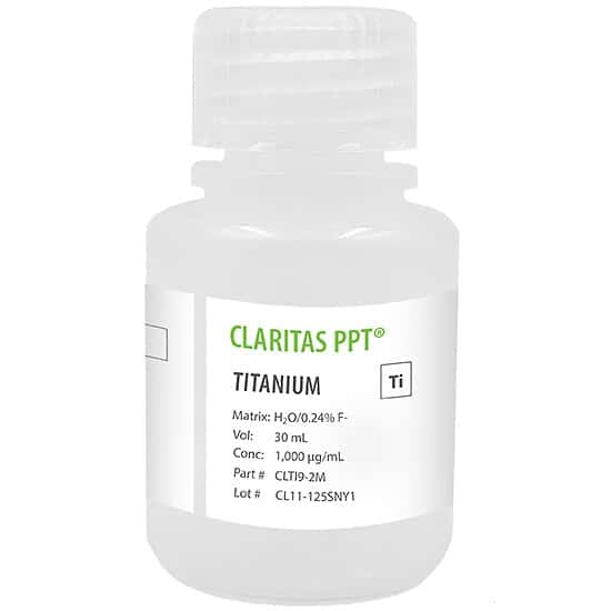 Spex CLTI9-2M Claritas PPT® Grade Titanium, 1,000 µg/mL in H2O/0.24% F-; 30 mL