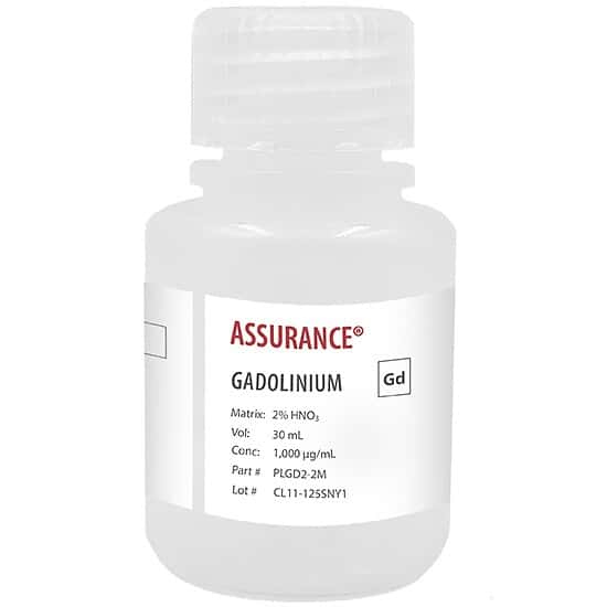 Spex PLGD2-2M Assurance® Grade Gadolinium, 1,000 µg/mL in 2% HNO3; 30mL