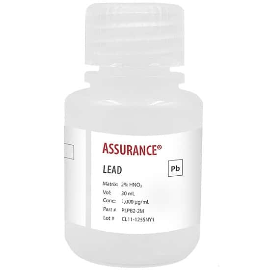 Spex PLPB2-2M Assurance® Grade Lead, 1,000 µg/mL (1,000 ppm) for AA and ICP in 2% HNO3, 30 mL