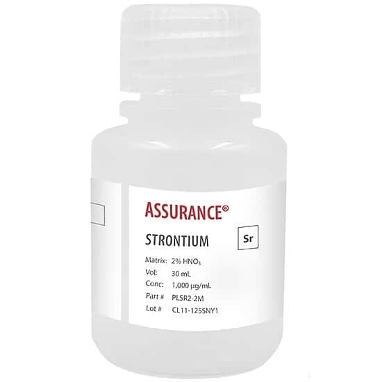 Spex PLSR2-2M Assurance® Grade Strontium, 1,000 µg/mL for AA and ICP in 2% HNO3; 30 mL