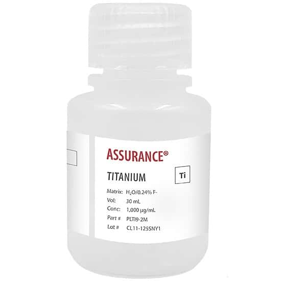 Spex PLTI9-2M Assurance® Grade Titanium, 1,000 µg/mL for AA and ICP in H2O/0.24% F-; 30 mL