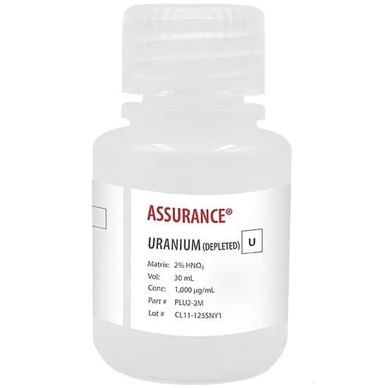 Spex PLU2-2M Assurance® Grade Uranium (Depleted), 1,000 µg/mL for AA and ICP in 2% HNO3; 30 mL