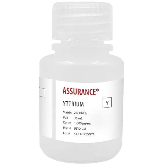 Spex PLY2-2M Assurance® Grade Yttrium, 1,000 µg/mL (1,000 ppm) for AA and ICP in 2% HNO3, 30 mL