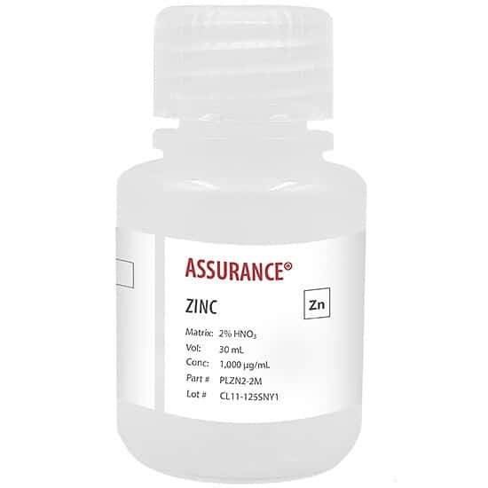 Spex PLZN2-2M Assurance® Grade Zinc, 1,000 µg/mL for AA and ICP in 2% HNO3, 30 mL