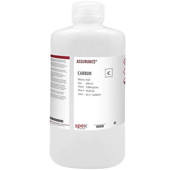 Spex PLC9-2X Assurance® Grade Carbon, 1,000 µg/mL for AA and ICP in H2O; 500 mL