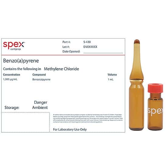Spex S-430 Benzo(a)pyrene, 1,000 µg/mL in Methylene Chloride; 1 mL