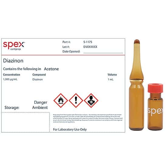Spex S-1175 Diazinon, 1,000 µg/mL in Acetone; 1 mL