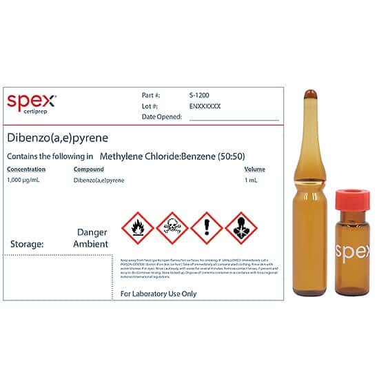 Spex S-1200 Dibenzo(a,e)pyrene Organic Standard, 1,000 µg/mL; 1 mL